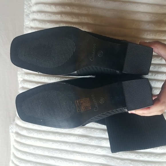 Black square toe heeled sock boots - Picture 4 of 5